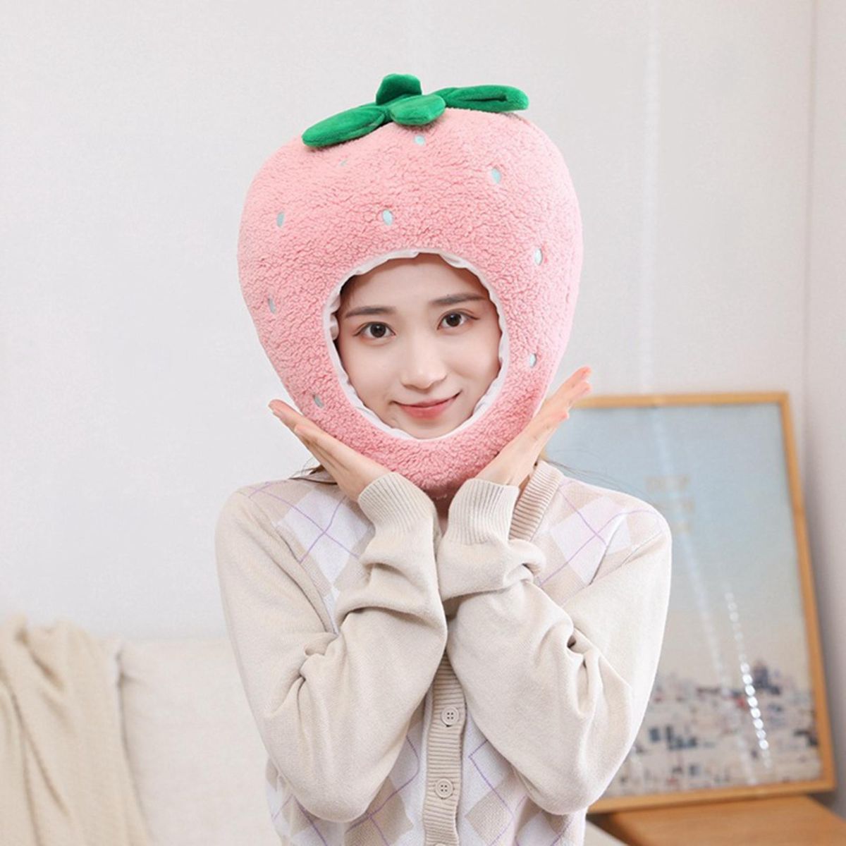 Strawberry Headgear Cartoon Headdress Halloween Party Decoration Pink
