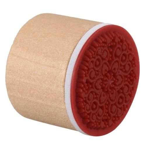 1PCS Vintage Floral Flower Round Wooden Rubber