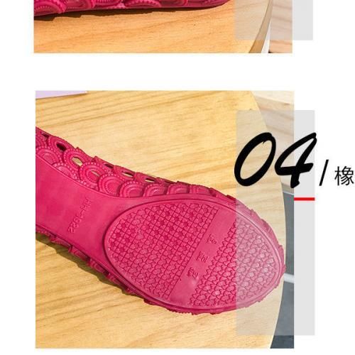 Rain Boots Women Shallow Low Top Flat Bottom Hollow Sandals Shoes Black