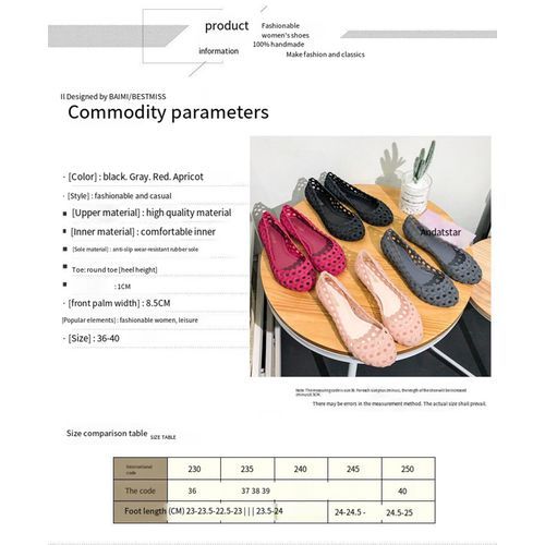 Rain Boots Women Shallow Low Top Flat Bottom Hollow Sandals Shoes Black