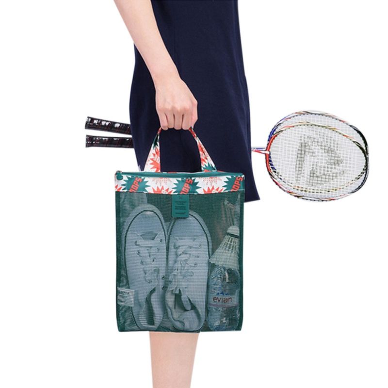 Women Mesh Beach Bag Swimming Bolsa Praia Cosmetic Pouch Na