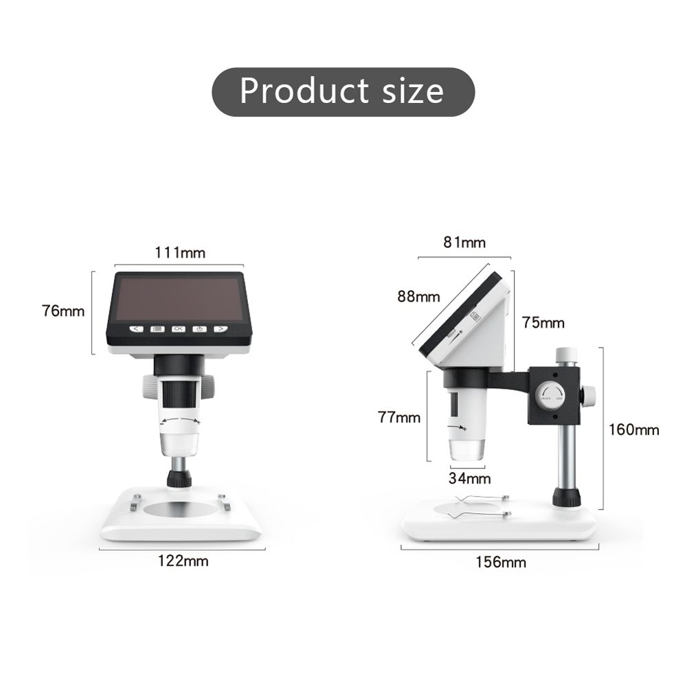 50X-1000X 1080P Portable Electronic Digital Desktop Microscope With LED Light, Support Micro SD Card (32GB Max) (White)