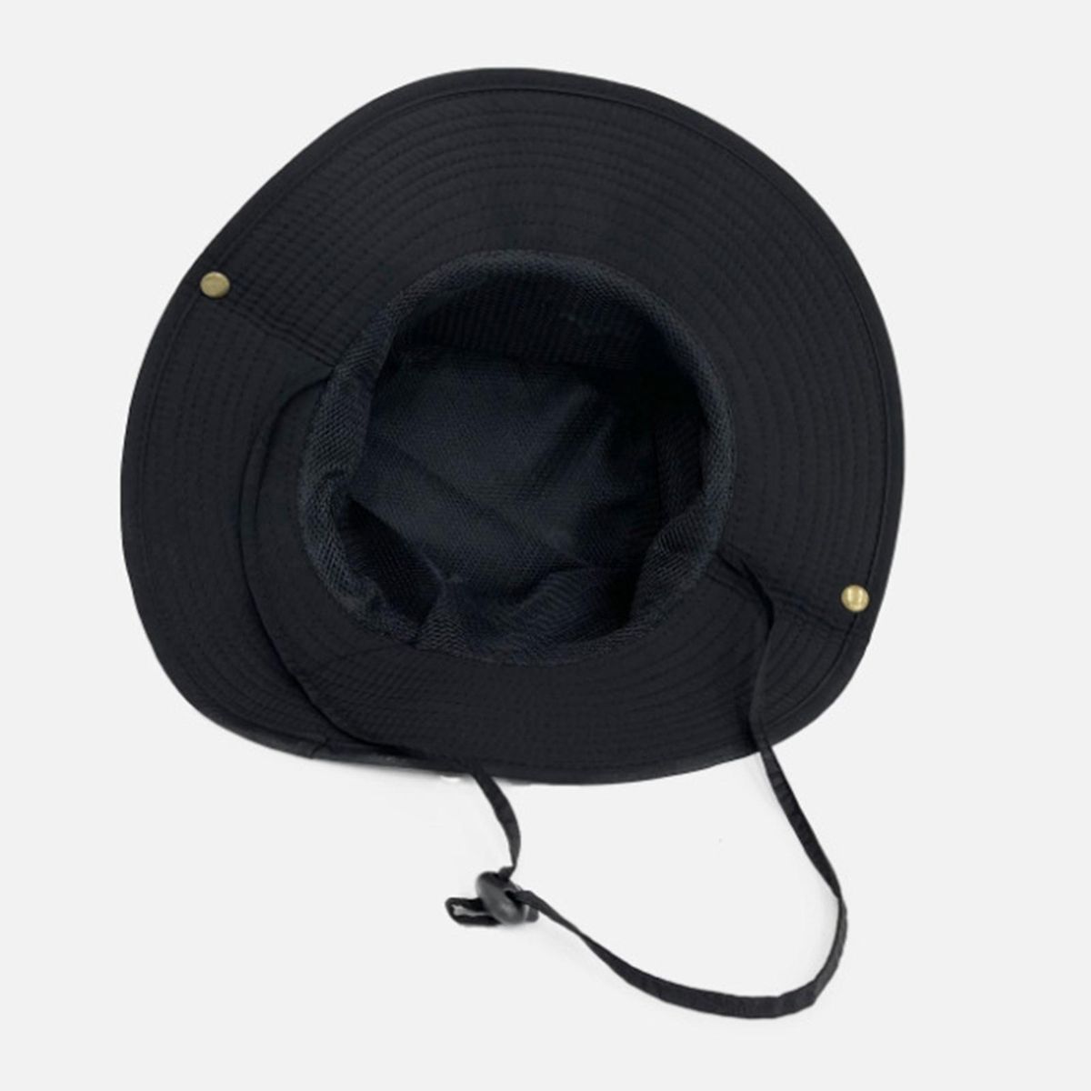 Sun Hat Japanese Style Wide Brim Drawstring Fishing Hat Black