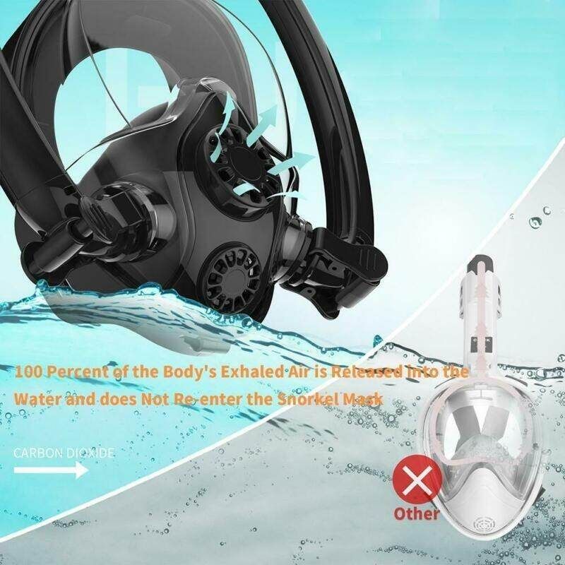 Double Tube Swimming Full Face Diving Snorkel Security Buckle Anti Fog Leak L / XL White / Pink