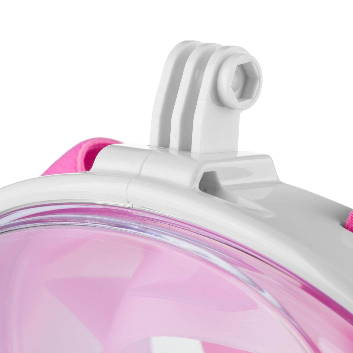 Double Tube Swimming Full Face Diving Snorkel Security Buckle Anti Fog Leak L / XL White / Pink