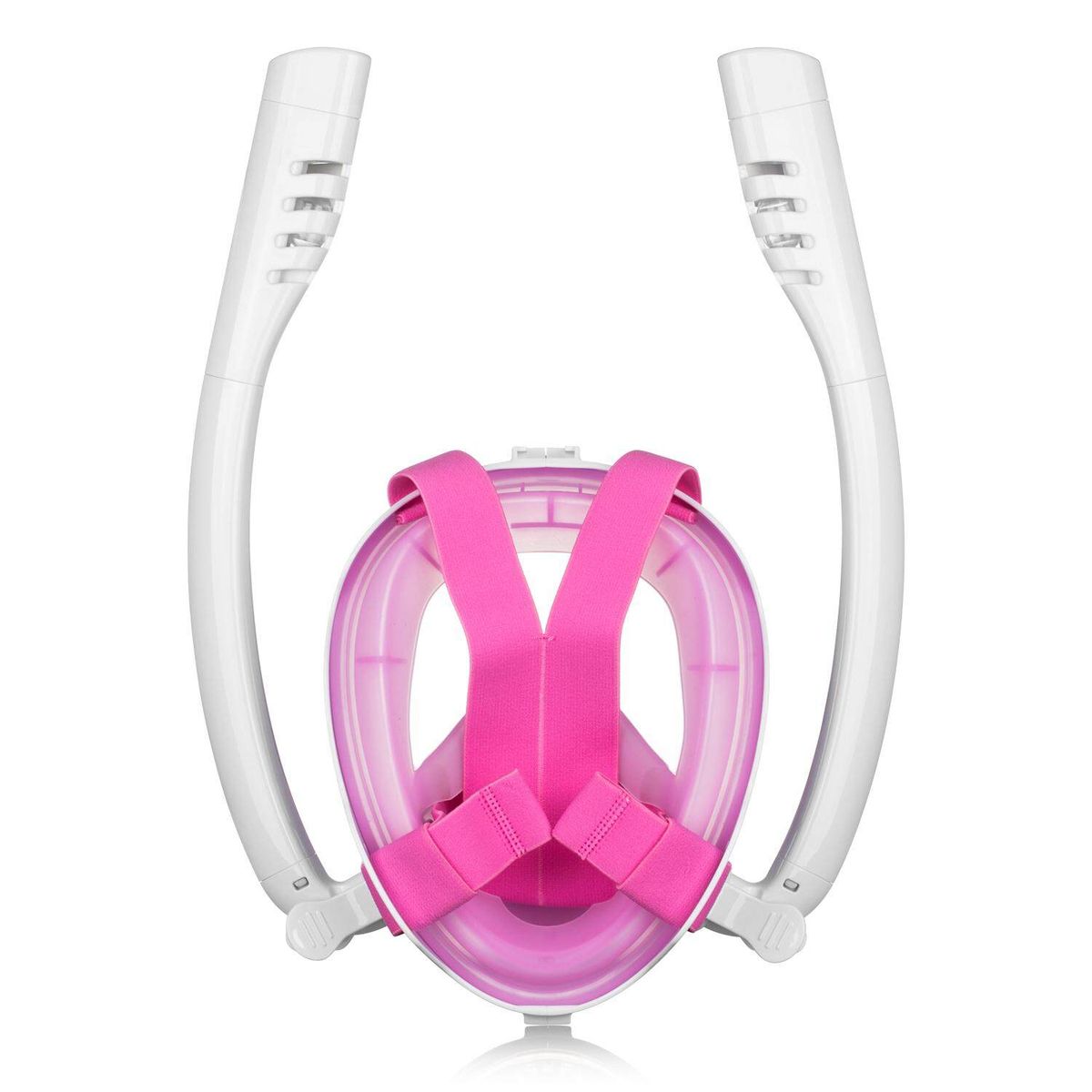 Double Tube Swimming Full Face Diving Snorkel Security Buckle Anti Fog Leak L / XL White / Pink
