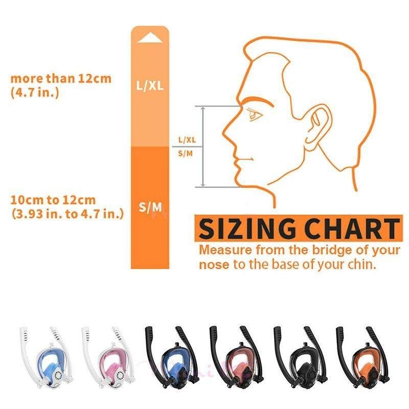Double Tube Swimming Full Face Diving Snorkel Security Buckle Anti Fog Leak L / XL White / Pink