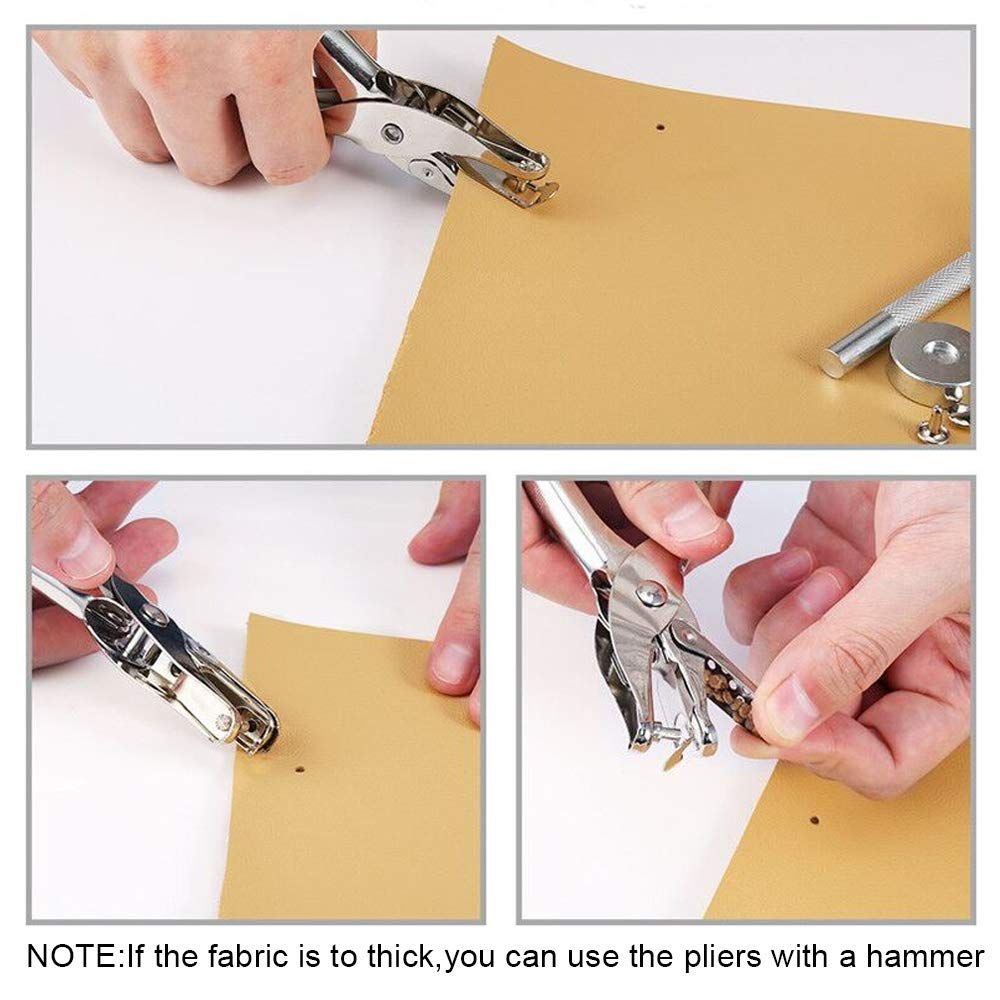Leather Rivets Kit,360 Sets Double Cap Brass Rivets Leather Studs