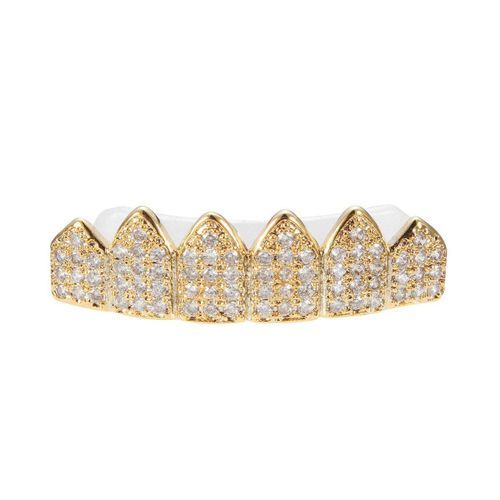 Gold Silver Plated Custom Slugs Hip Hop Top Bottom Mouth Teeth Grills Set Gold (gold)