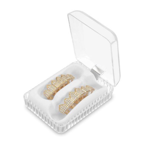 Gold Silver Plated Custom Slugs Hip Hop Top Bottom Mouth Teeth Grills Set Gold (gold)