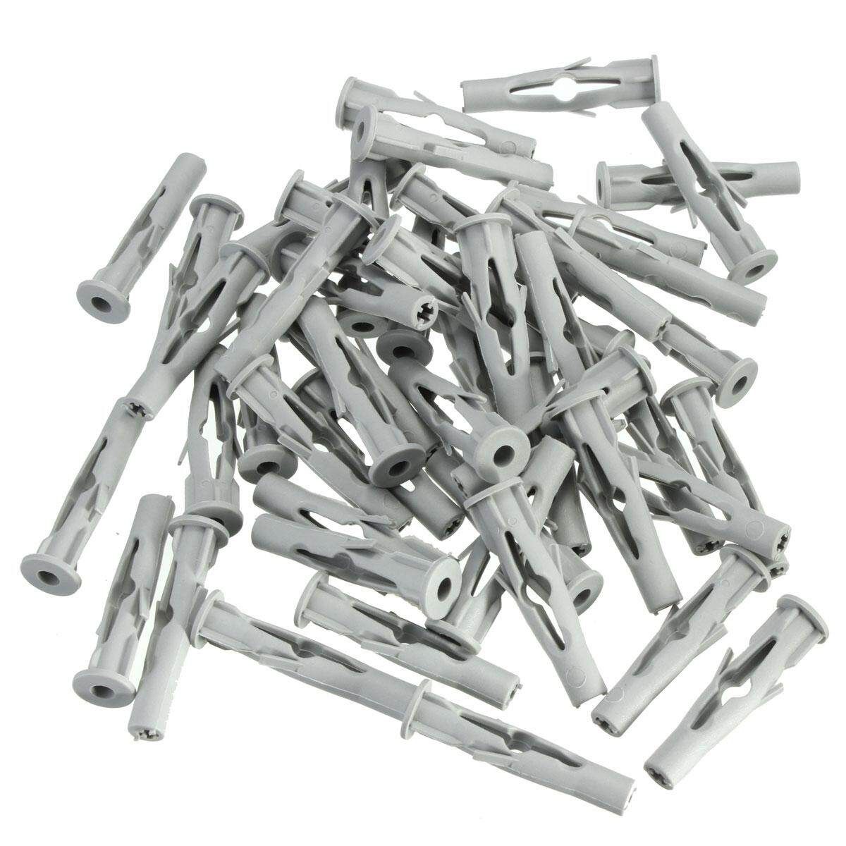 100Pcs Nylon Plasterboard Drywall Wall Plug For Window Door Frame Concrete M6x35
