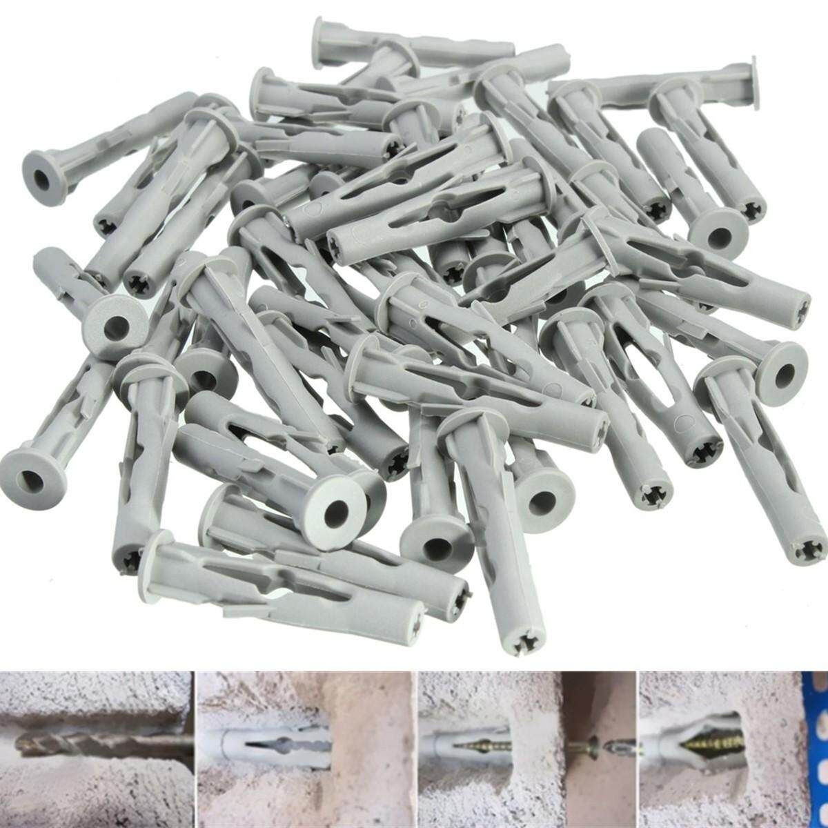 100Pcs Nylon Plasterboard Drywall Wall Plug For Window Door Frame Concrete M6x35