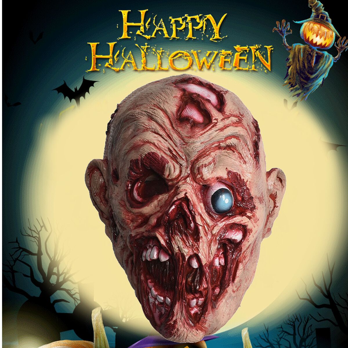 Halloween Bloody Zombie Cover Melting Face Cover Adult Latex Costume Halloween Scary Party Decorations