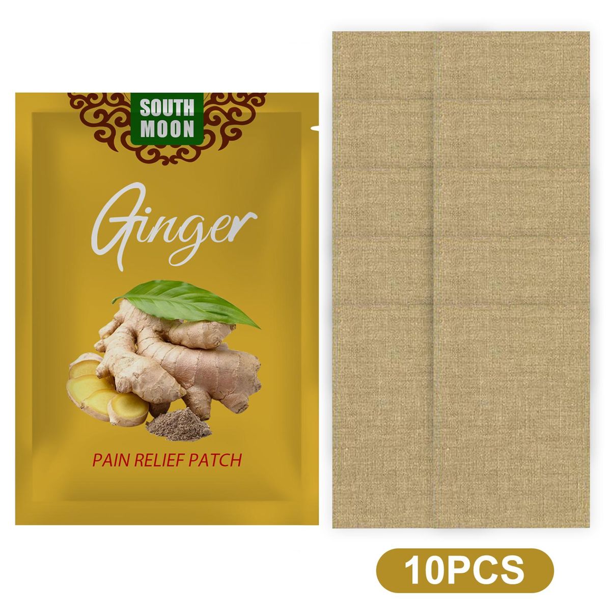 SOUTH MOON 10Pcs Lymphatic Healing Ginger Patch Warming Pain Relief Patches Remove Toxin Promote Blood Circulation