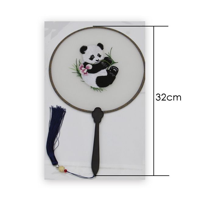 Double-sided Embroidery Fan-Giant Panda Pattern Chinese Classical Art Style, Exquisite Embroidery Craftsmanship, Meticulous Embroidery, Lively Stitches, Beautiful Patterns, And Ingenious Ideas, Good Gift