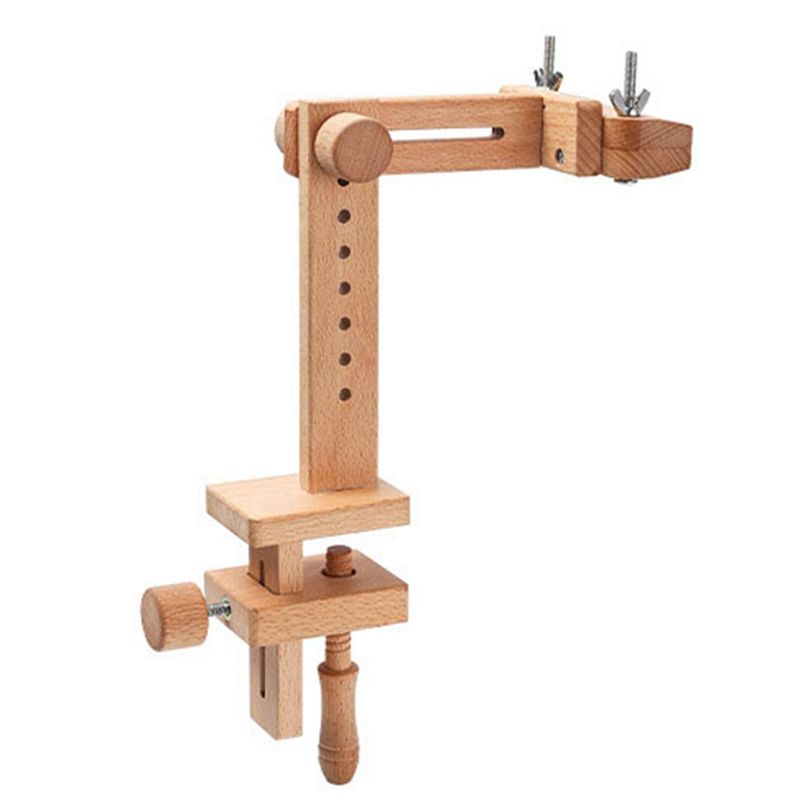 Wooden Embroidery Hoop 360 Degree Rotation Adjustable Desktop Stand Cross Stitch Rack,Frame Crosstitch,Embroidery Holder Wood Color