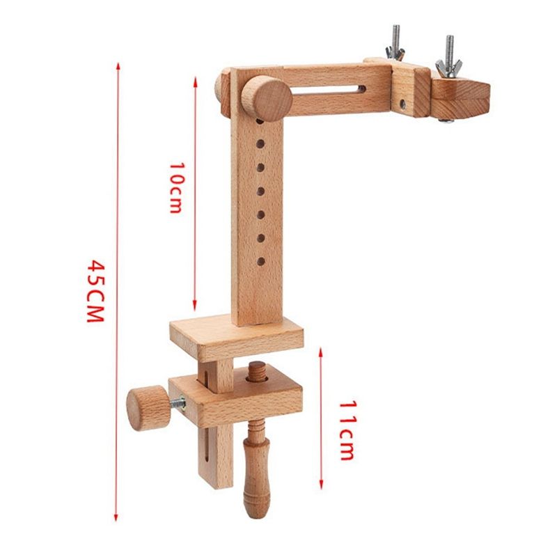 Wooden Embroidery Hoop 360 Degree Rotation Adjustable Desktop Stand Cross Stitch Rack,Frame Crosstitch,Embroidery Holder Wood Color