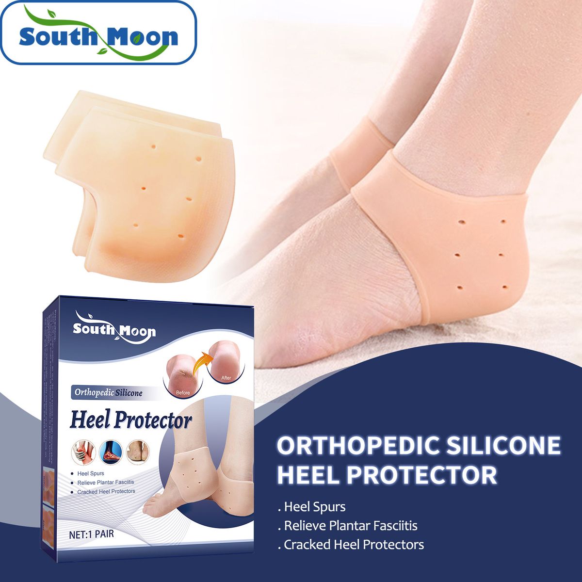 Silicone Heel Protector Anti Cracking For Plantar Fasciitis