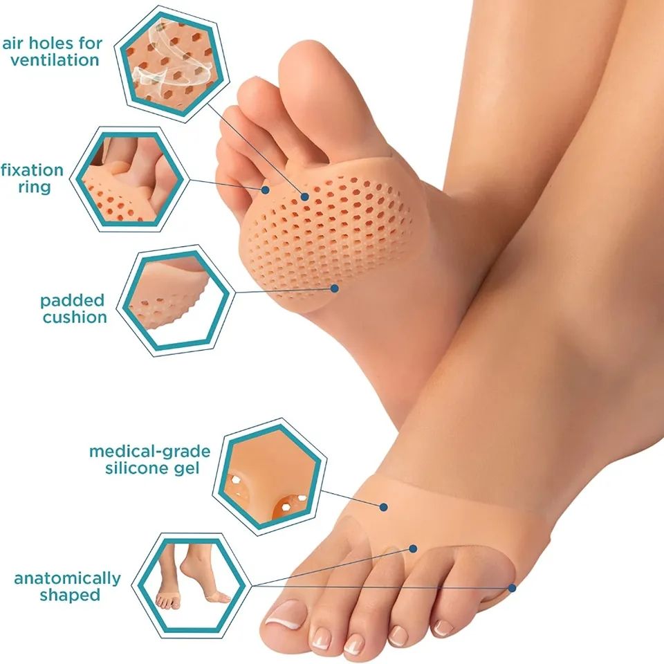 2pcs Silicone Metatarsal Pads Toe Pain Relief Foot Pads Orthotics Foot Massage Insoles Forefoot Socks Foot Care