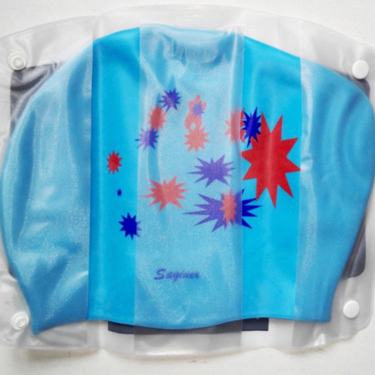 Printed Silicone Swimming Cap Waterproof Swimming Cap For Long Hair, Size:One Size(Sky Blue)