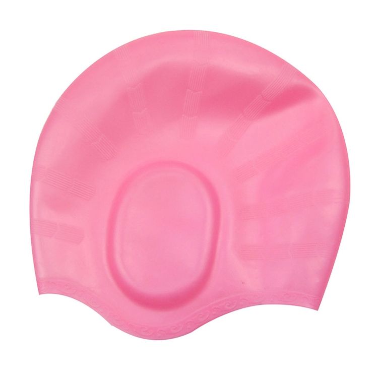 Silicone Ear Protection Waterproof Swimming Cap For Adults With Long Hair(Pink)