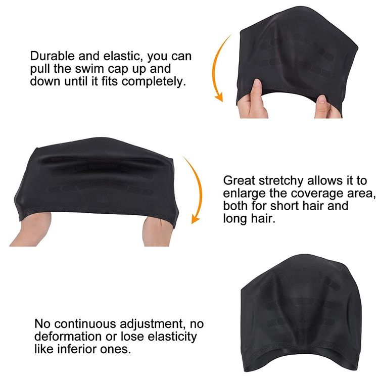 Silicone Ear Protection Waterproof Swimming Cap For Adults With Long Hair(Pink)