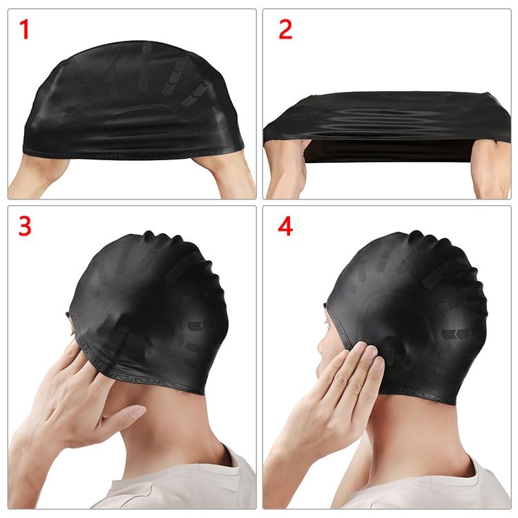 Silicone Ear Protection Waterproof Swimming Cap For Adults With Long Hair(Pink)