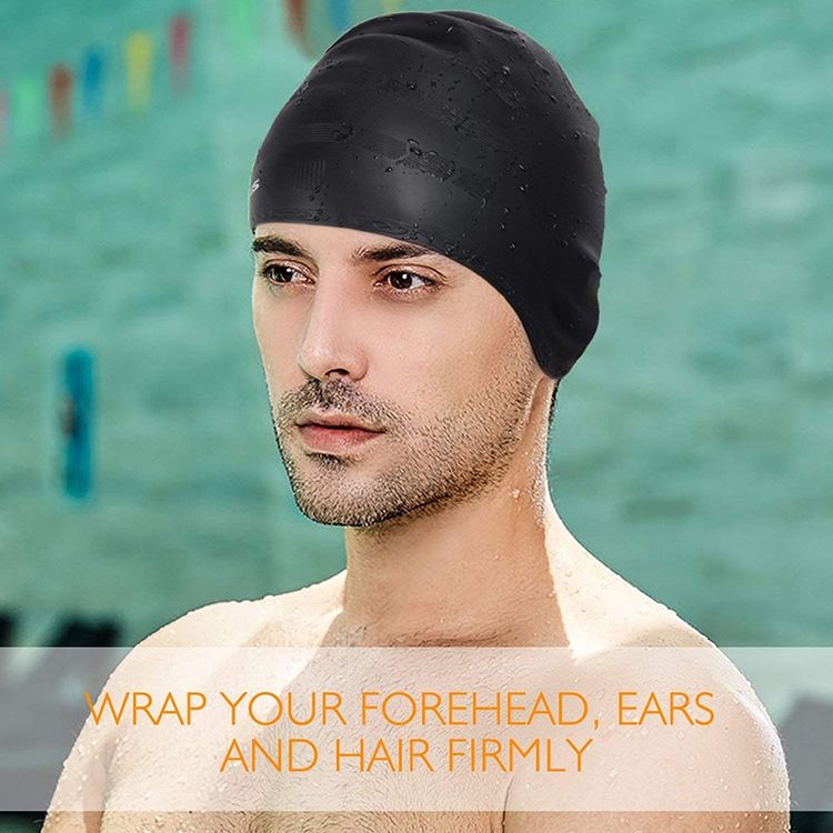 Silicone Ear Protection Waterproof Swimming Cap For Adults With Long Hair(Pink)