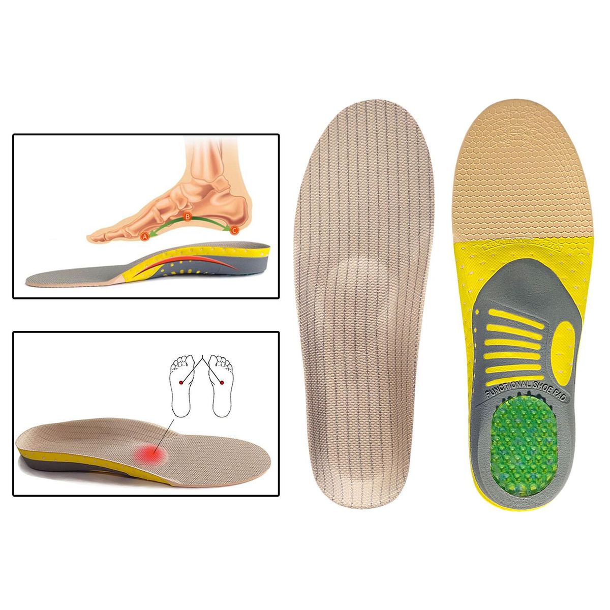 Orthopedic Flat Foot Sole Pad Orthotic Insoles Shoes Insert Sweat