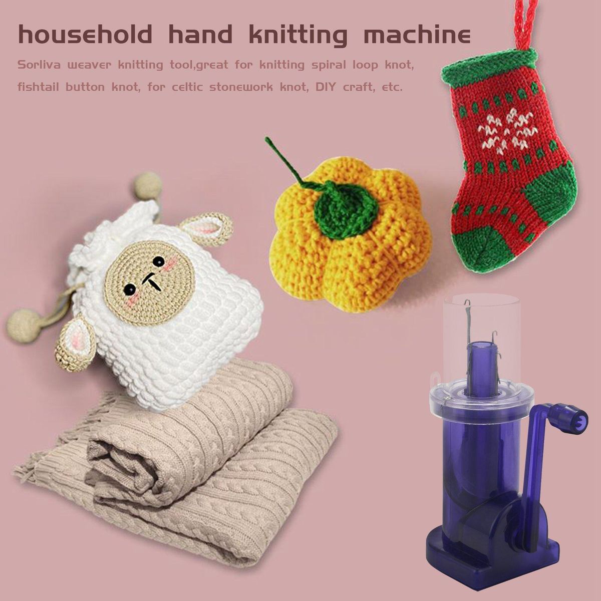 Hand-operated Embellish-Knit Knitting Machine Spool Knitter Embellish Craft Bracelet Weave Tool