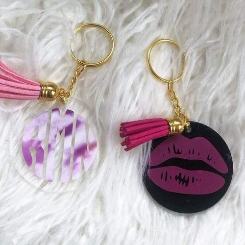 120Pcs Acrylic Keychain Blanks Tassels Clear Circle Blanks