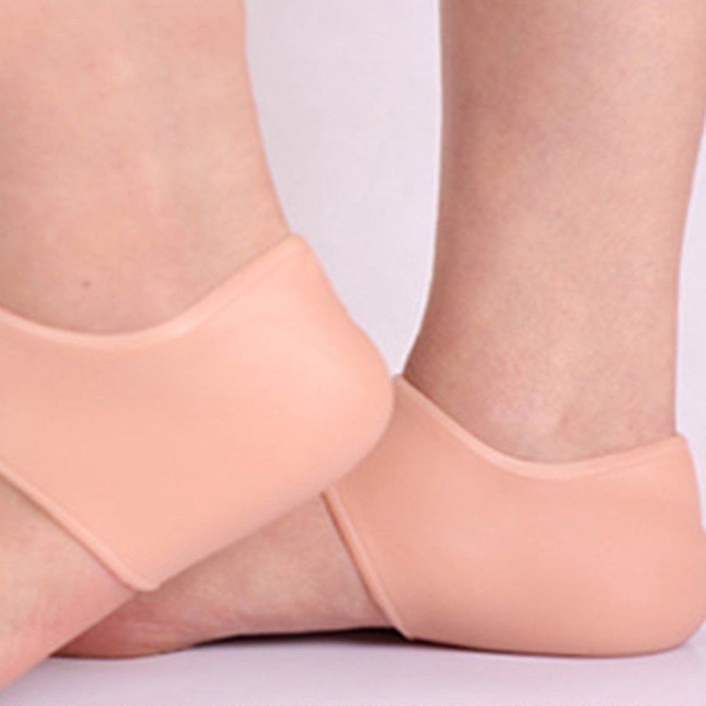 2pcs Silicone Gel Heel Guard Support Spur Cracked Heels Protectors Pain Relief Skin Color