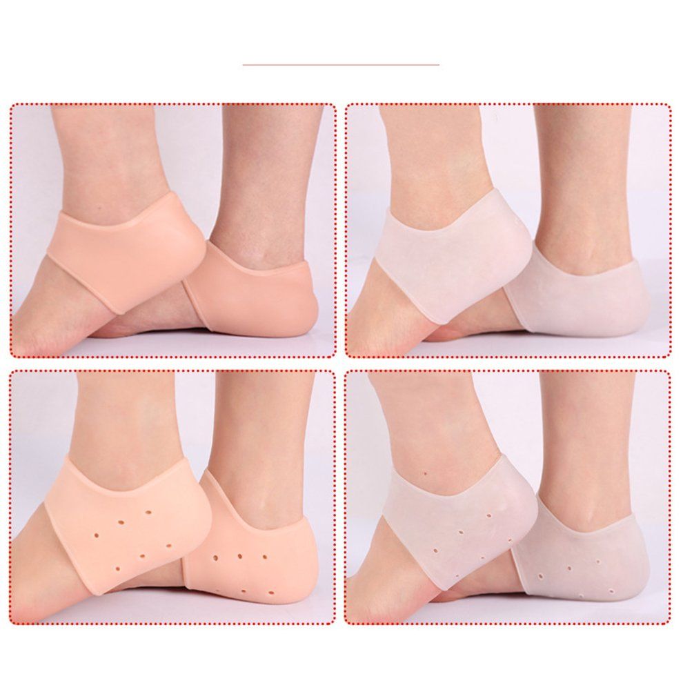 2pcs Silicone Gel Heel Guard Support Spur Cracked Heels Protectors Pain Relief Skin Color