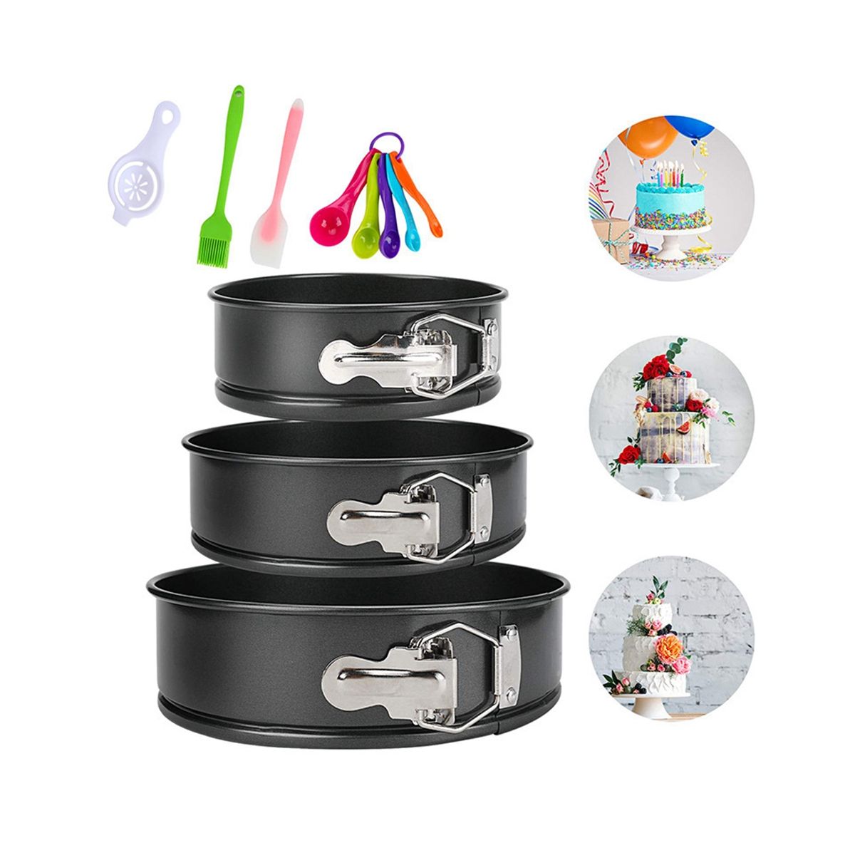 Pan 3 (4/7/9Inch) Cake Pans Sets for Baking - Leakproof 3
