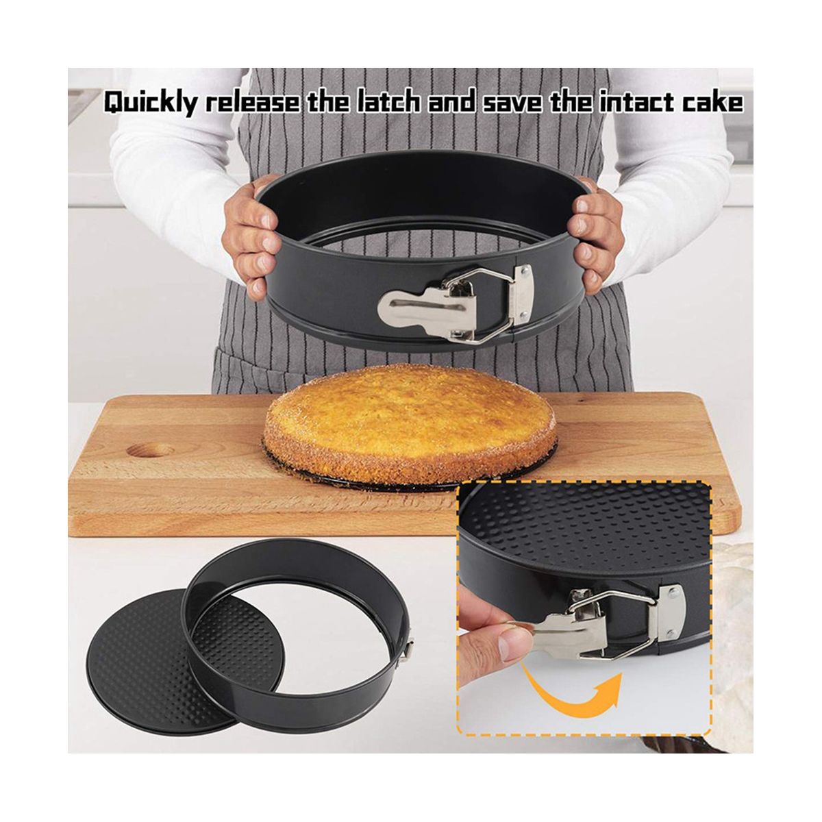 Pan 3 (4/7/9Inch) Cake Pans Sets for Baking - Leakproof 3