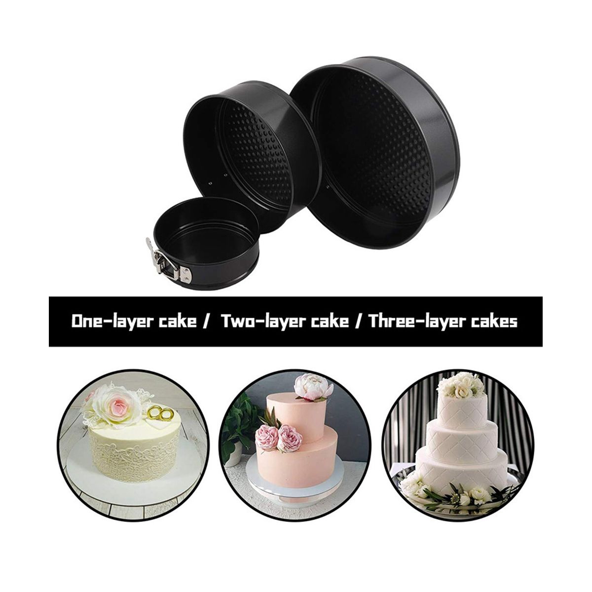 Pan 3 (4/7/9Inch) Cake Pans Sets for Baking - Leakproof 3