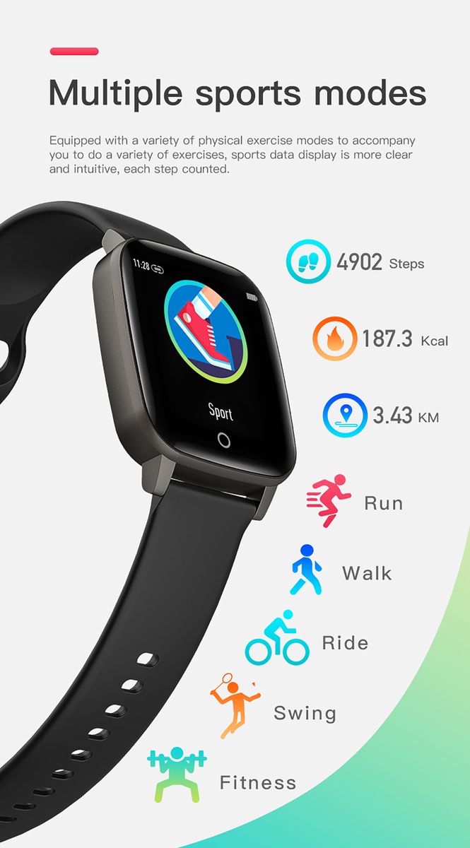 Fashion Women Smart Bracelet Waterproof Sport Fitness Watch