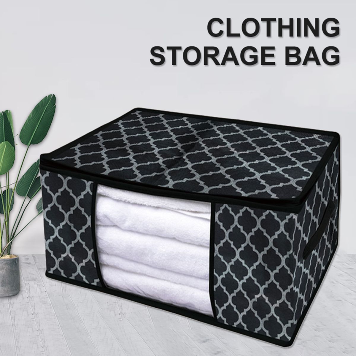 Storage Bag Foldable Dustproof Non-Woven Fabric-Black
