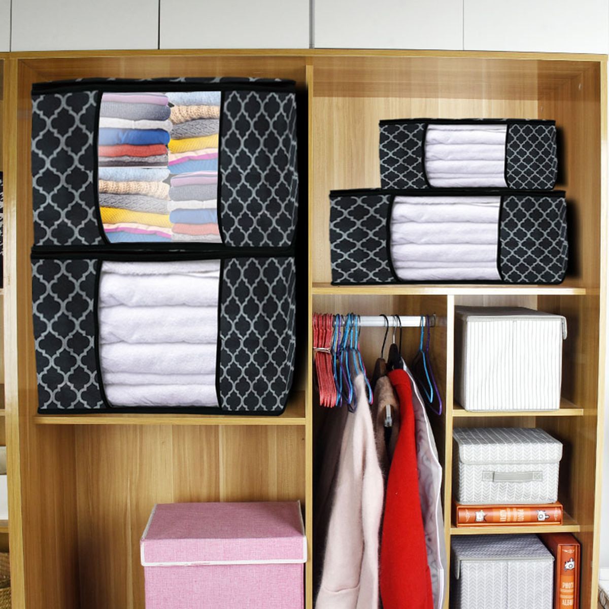 Storage Bag Foldable Dustproof Non-Woven Fabric-Black