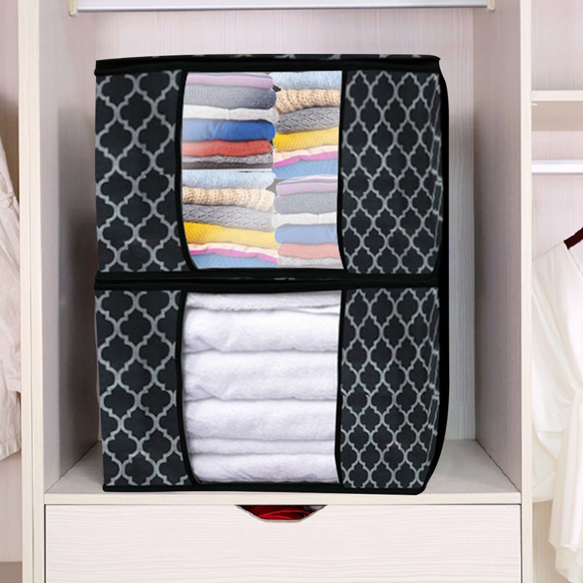 Storage Bag Foldable Dustproof Non-Woven Fabric-Black