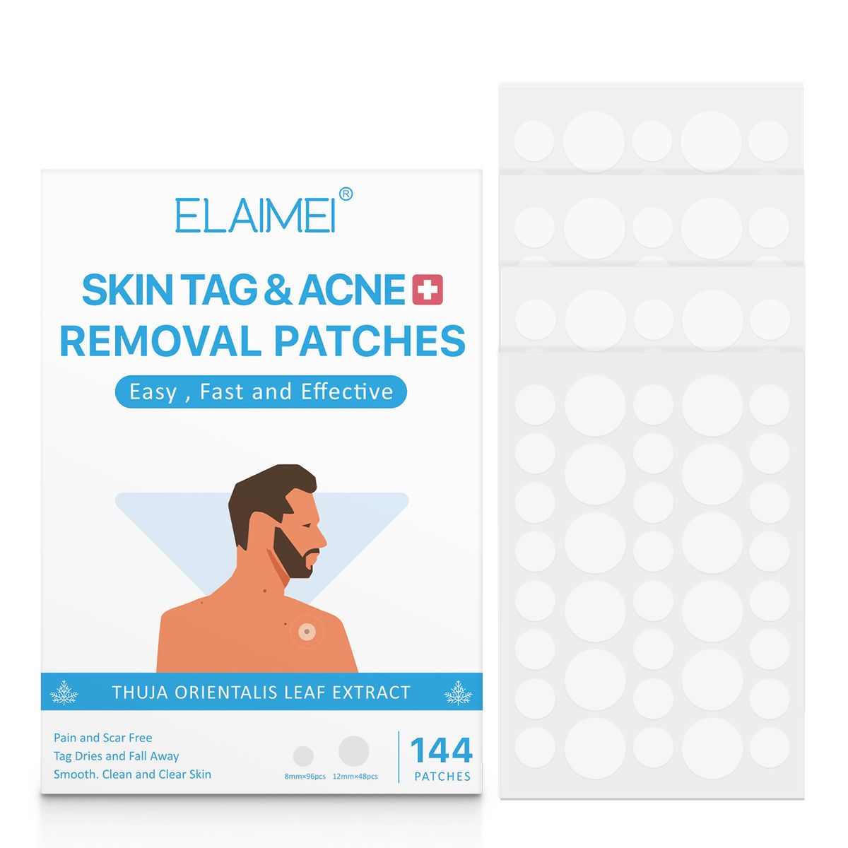 144pcs Tags Mole Wart Removal Patches