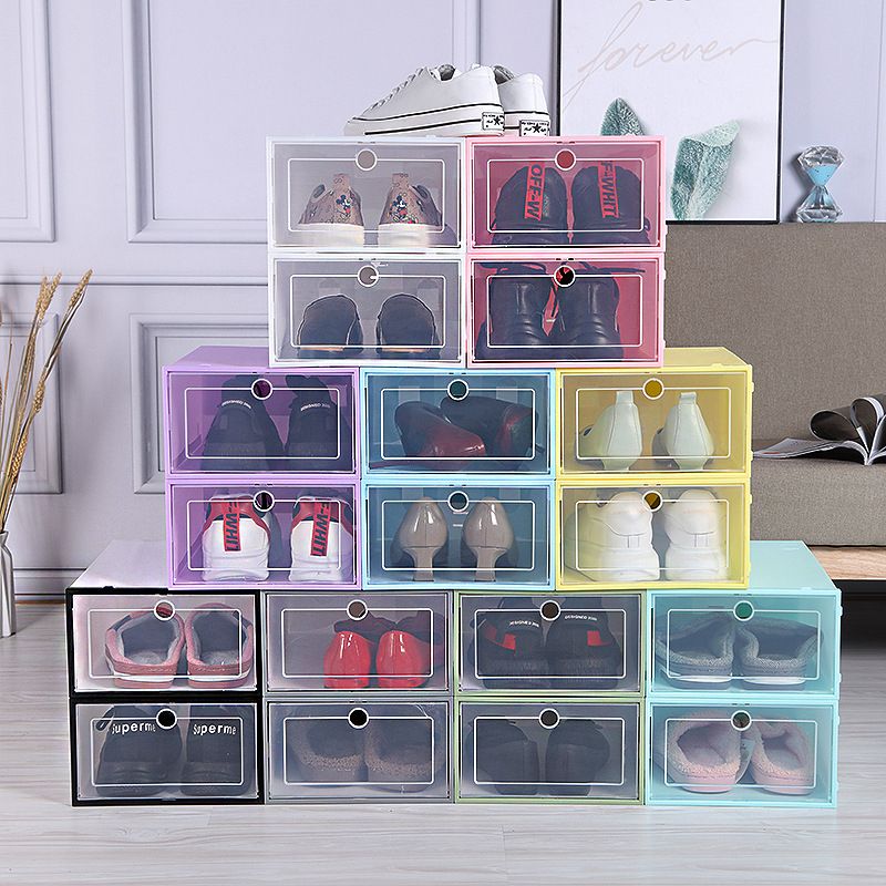 2pcs Transparent Shoe Box Shoes Organizers Plastic Durable