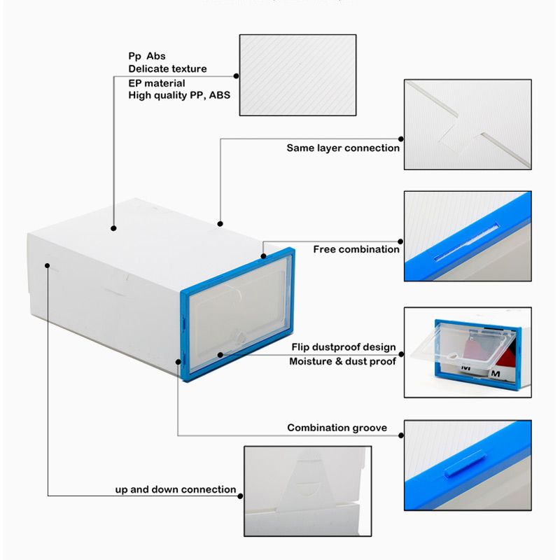 2pcs Transparent Shoe Box Shoes Organizers Plastic Durable