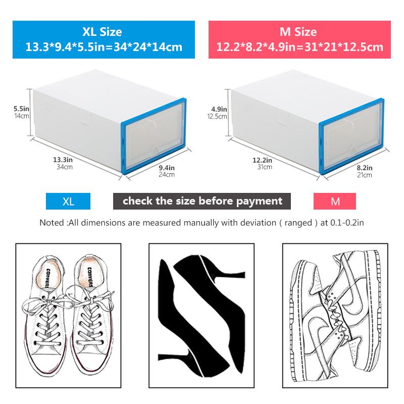 2pcs Transparent Shoe Box Shoes Organizers Plastic Durable