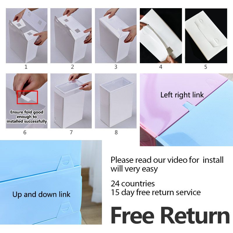 2pcs Transparent Shoe Box Shoes Organizers Plastic Durable