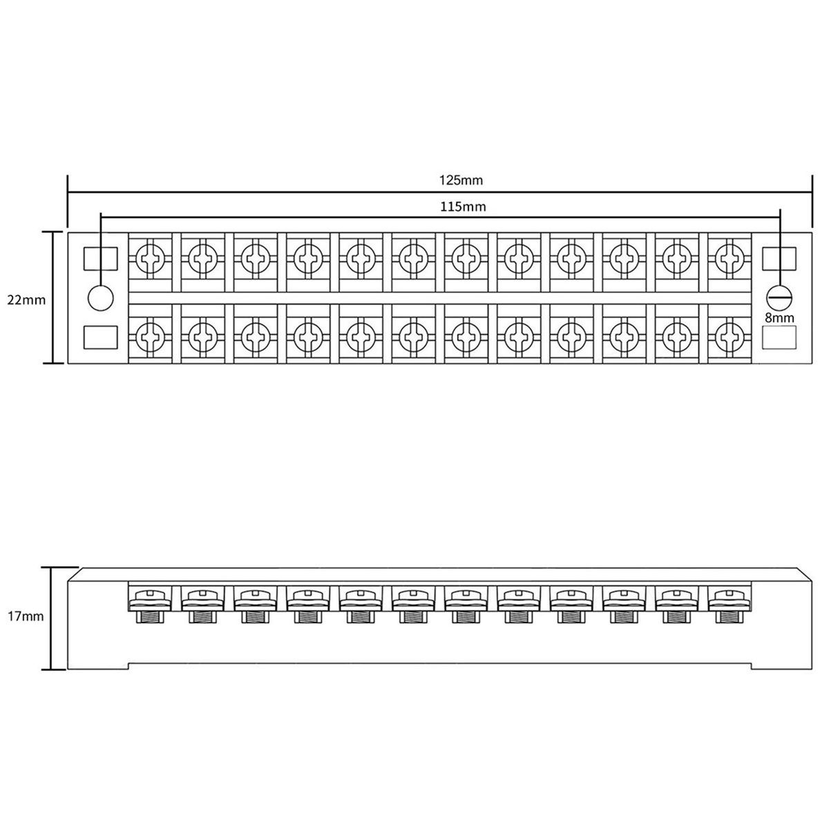 10pcs(5 Sets)-5pcs 600V 15A 12 Positions Double Row Screw Terminal Strip with Cover+5pcs 600V 15A 12 Positions Black Red Pre-Insulated Terminal Barrier Strip
