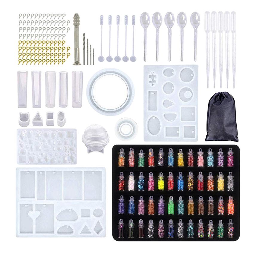 Resin Casting Silicone Mold Kit Jewelry Making Craft 184pcs(sequins)