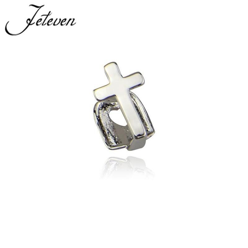 The New Single Cross Gold Teeth Set Of Silver Braces For Teeth Grillz Must Be Sold Directly To Hip-hop Accessories Manufacturers Silver Silvery