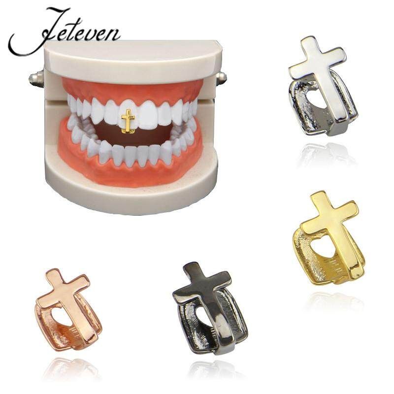 The New Single Cross Gold Teeth Set Of Silver Braces For Teeth Grillz Must Be Sold Directly To Hip-hop Accessories Manufacturers Silver Silvery