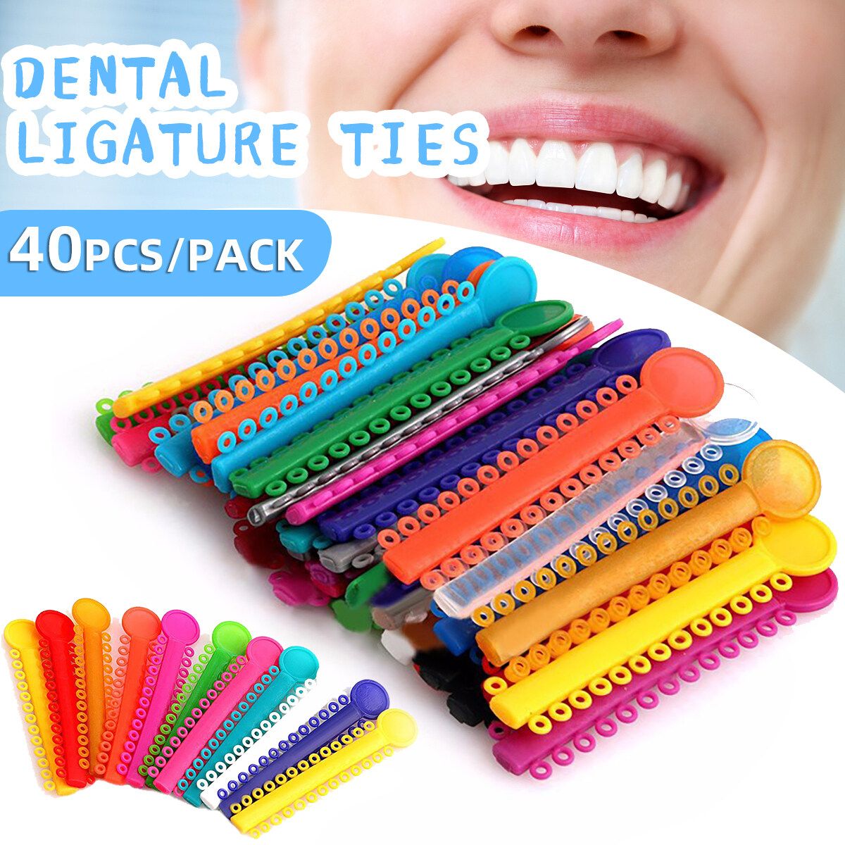 40PCS Dental Orthodontic Braces Elastomeric Elastics Ligature Ties Bands